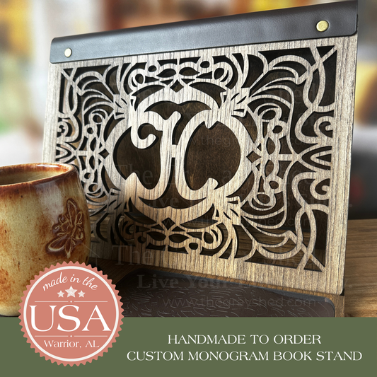 Monogram Book Stand, Made to Order, Handmade Wood