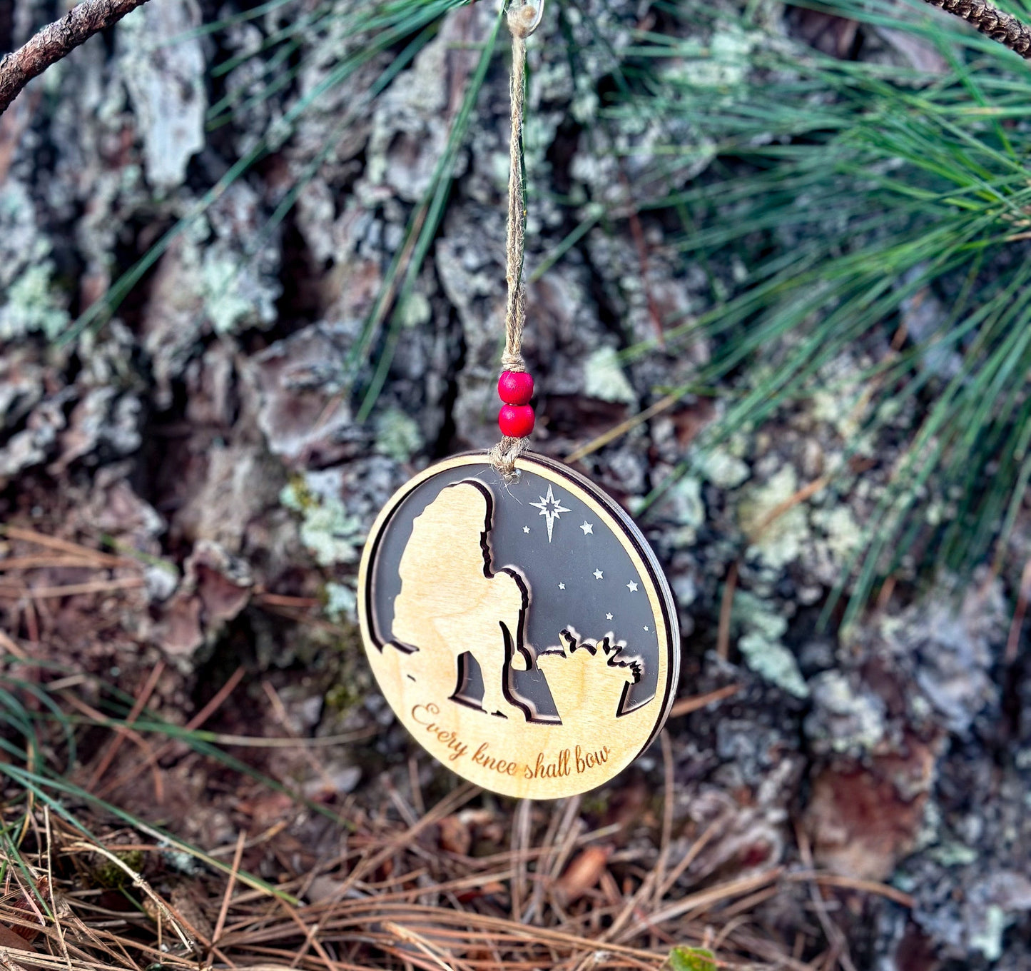 Christmas Ornament | Every Knee Shall Bow | Two-sided Design | Hand finished wood gift