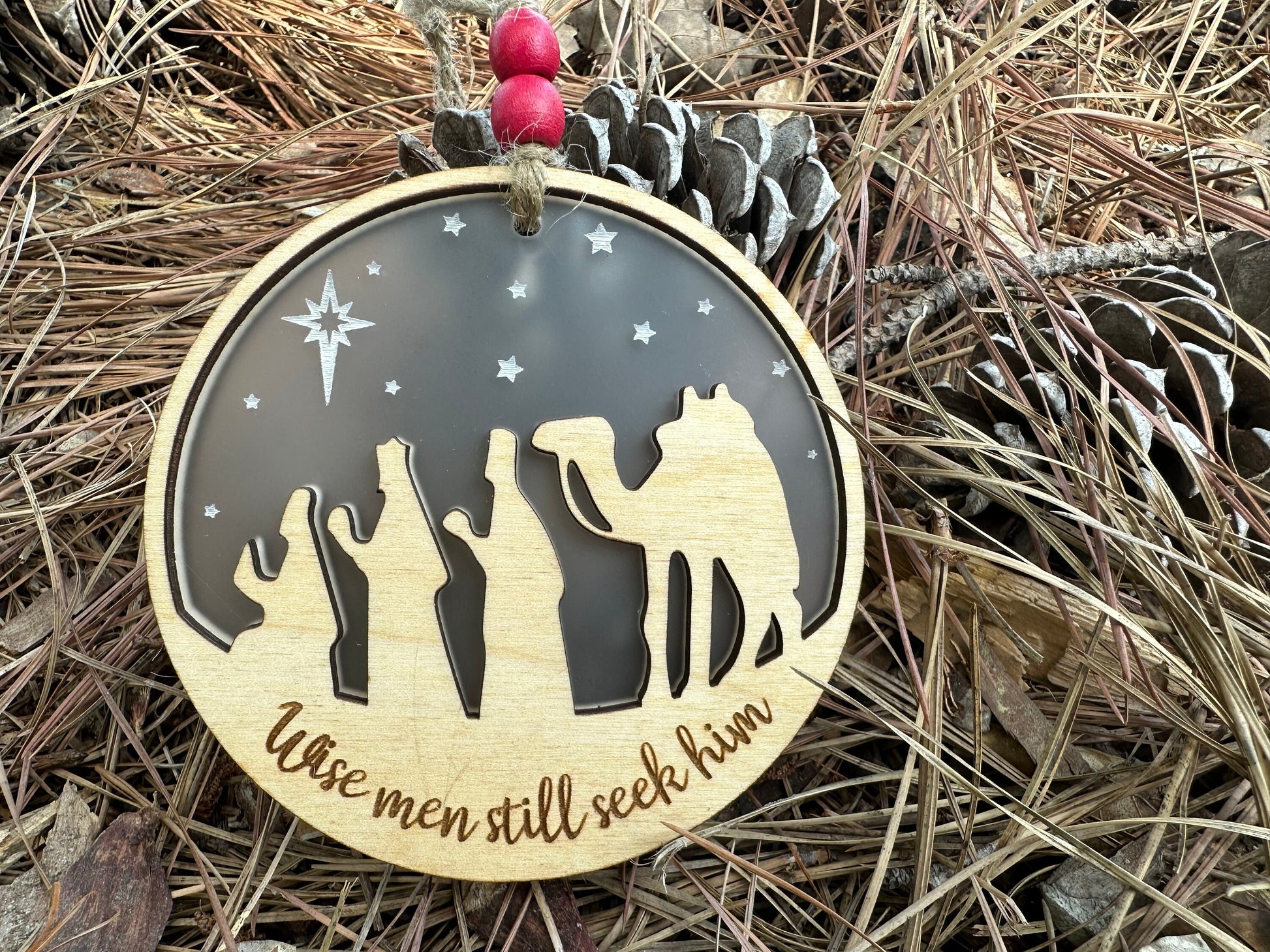 Christmas Ornament | Wise Men Still Seek Him | Two-sided Design | Hand finished wood gift