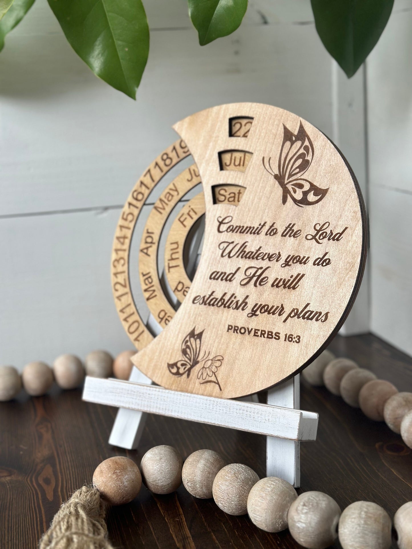 Perpetual Calendar Personalized Gift Commit to the Lord Whatever You Do Hand finished wood gift