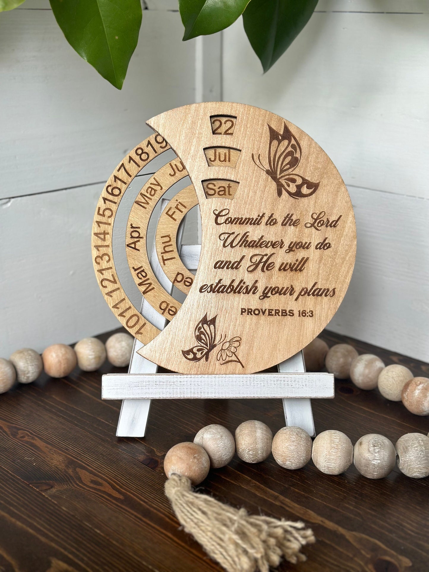 Perpetual Calendar Personalized Gift Commit to the Lord Whatever You Do Hand finished wood gift