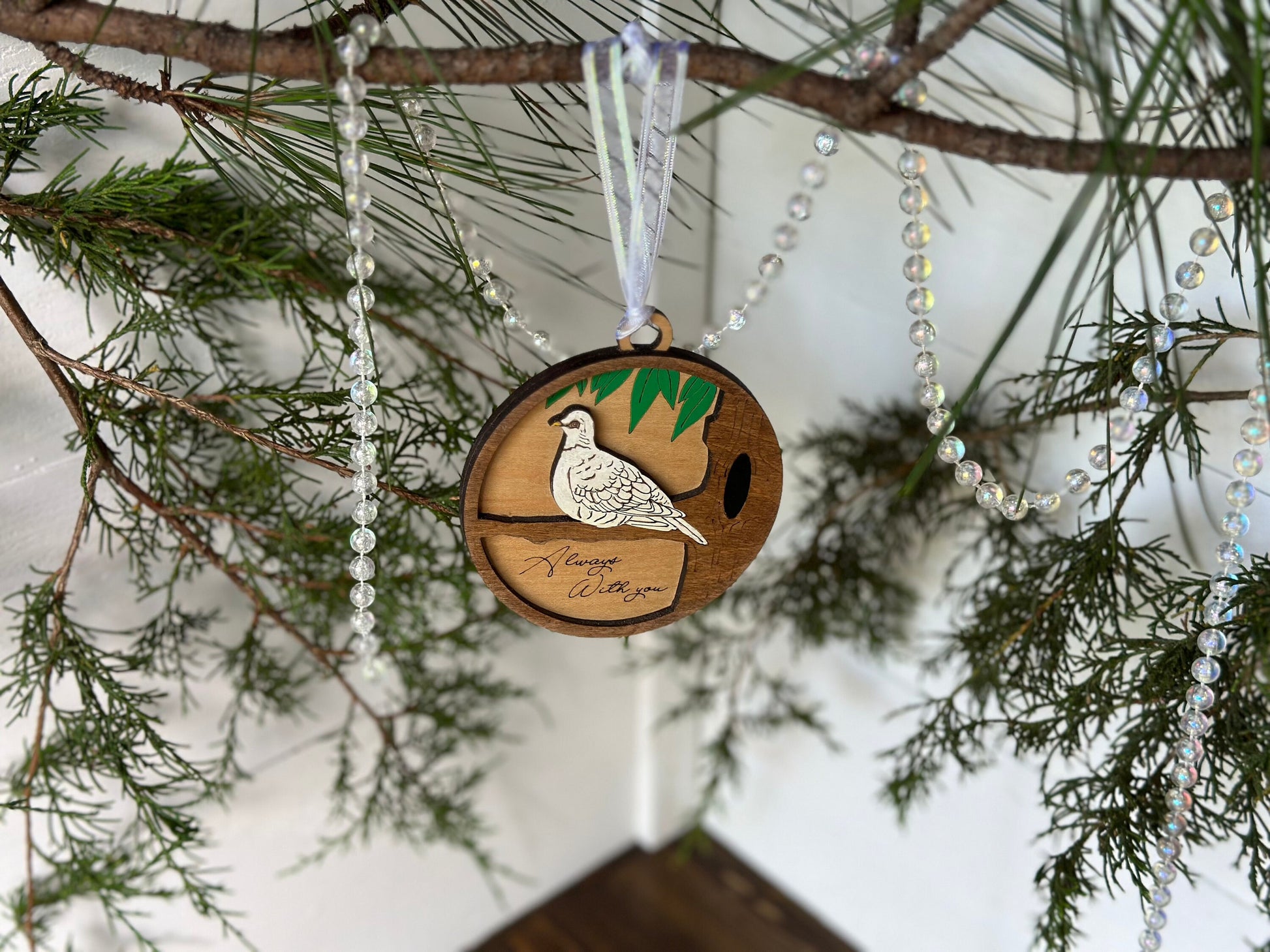 Memorial Ornament | Dove I Am Always with You | Hand finished wood gift