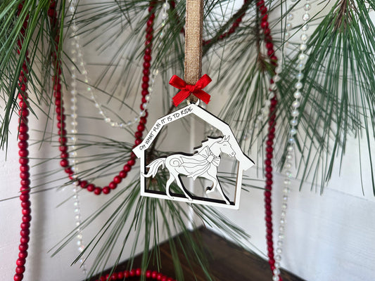 Horse Ornament Barn Theme Horse Christmas Ornament Old MacDonald Inspired White Barn shaped sheep livestock ornament