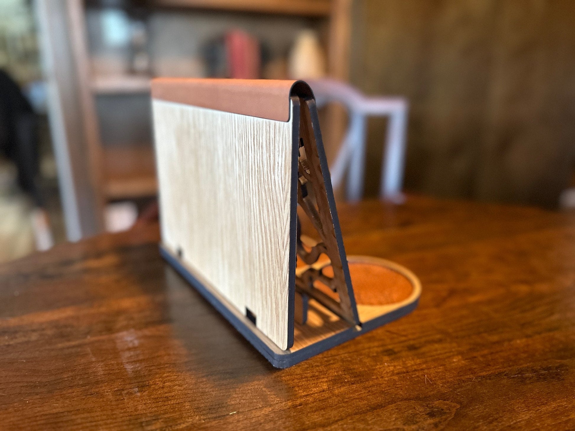 Sunshine Book Stand Book Lover Gift Wood with Genuine Leather Accents Functional Home Décor Personalized Gift