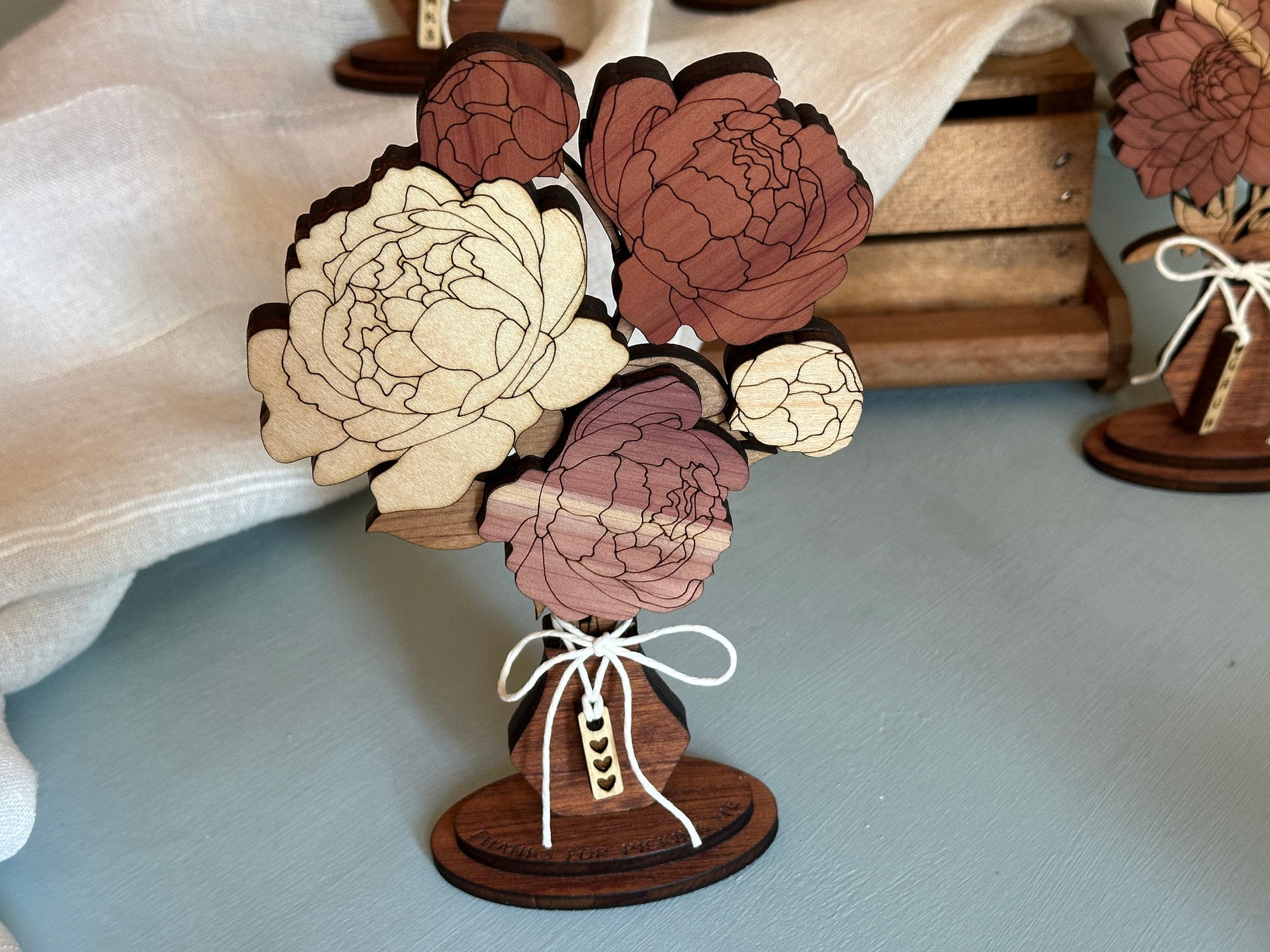 5th anniversary gift wood flowers wood floral bouquet wood roses wood peonies wood dahlias wood lily wood fifth anniversary