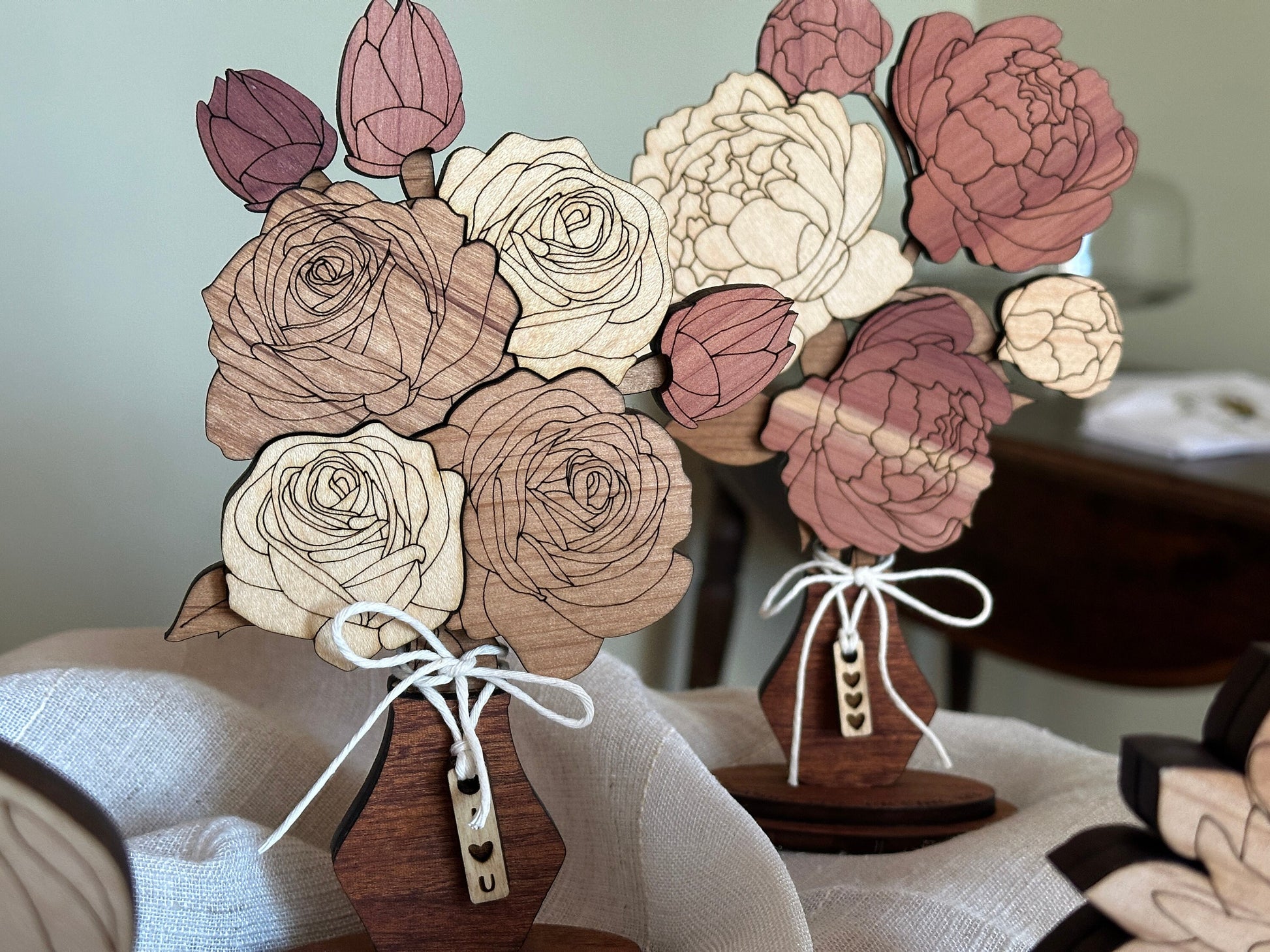 5th anniversary gift wood flowers wood floral bouquet wood roses wood peonies wood dahlias wood lily wood fifth anniversary