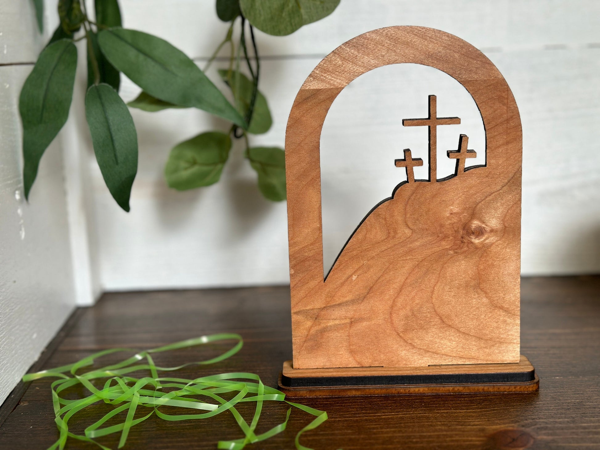 Resurrection Empty Tomb Easter Scene Easter Mantel Decor Bookshelf Decor Wood Arch